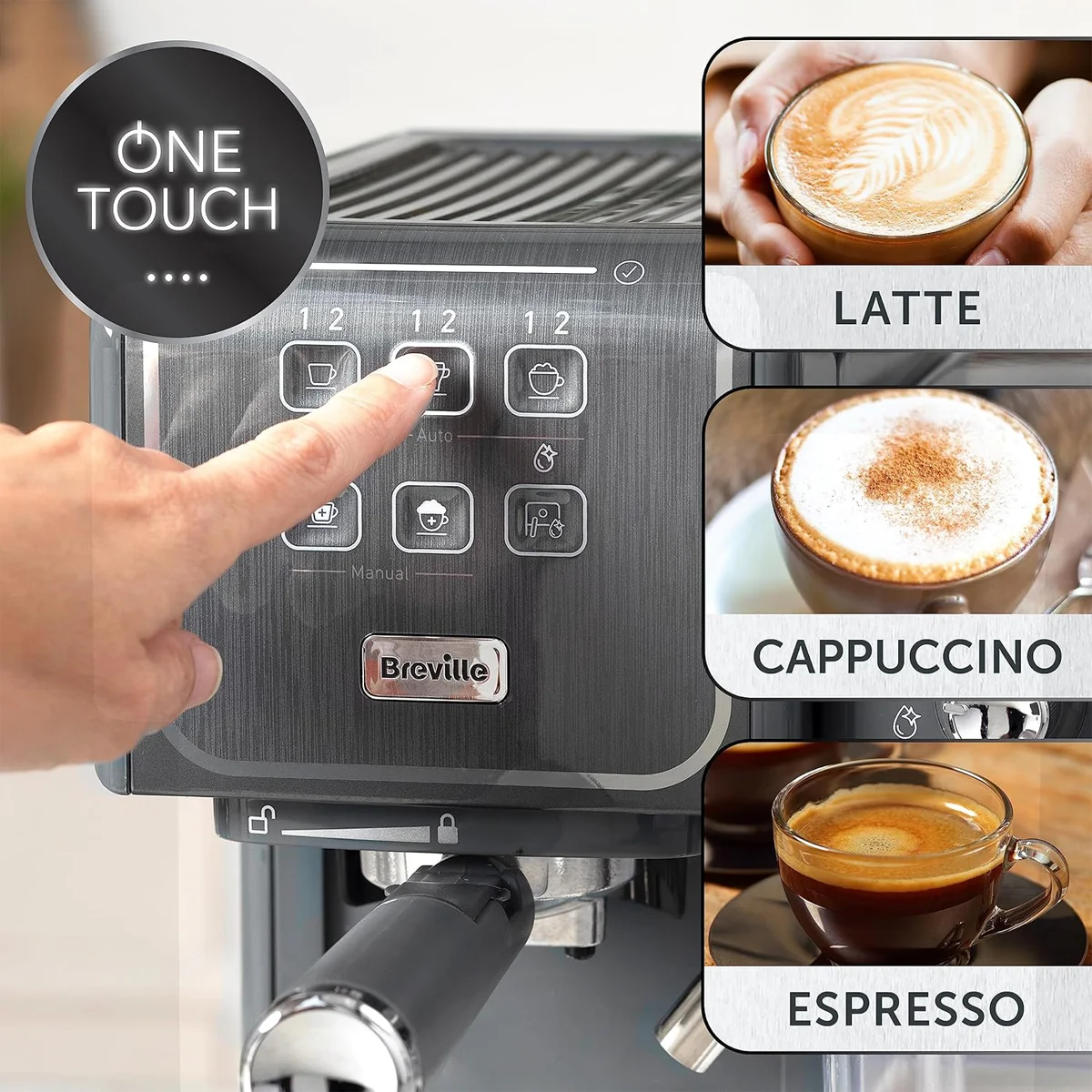 VCF146X01 BREVILLE aparat za kavu Prima Latte III VCF146X01 sivi