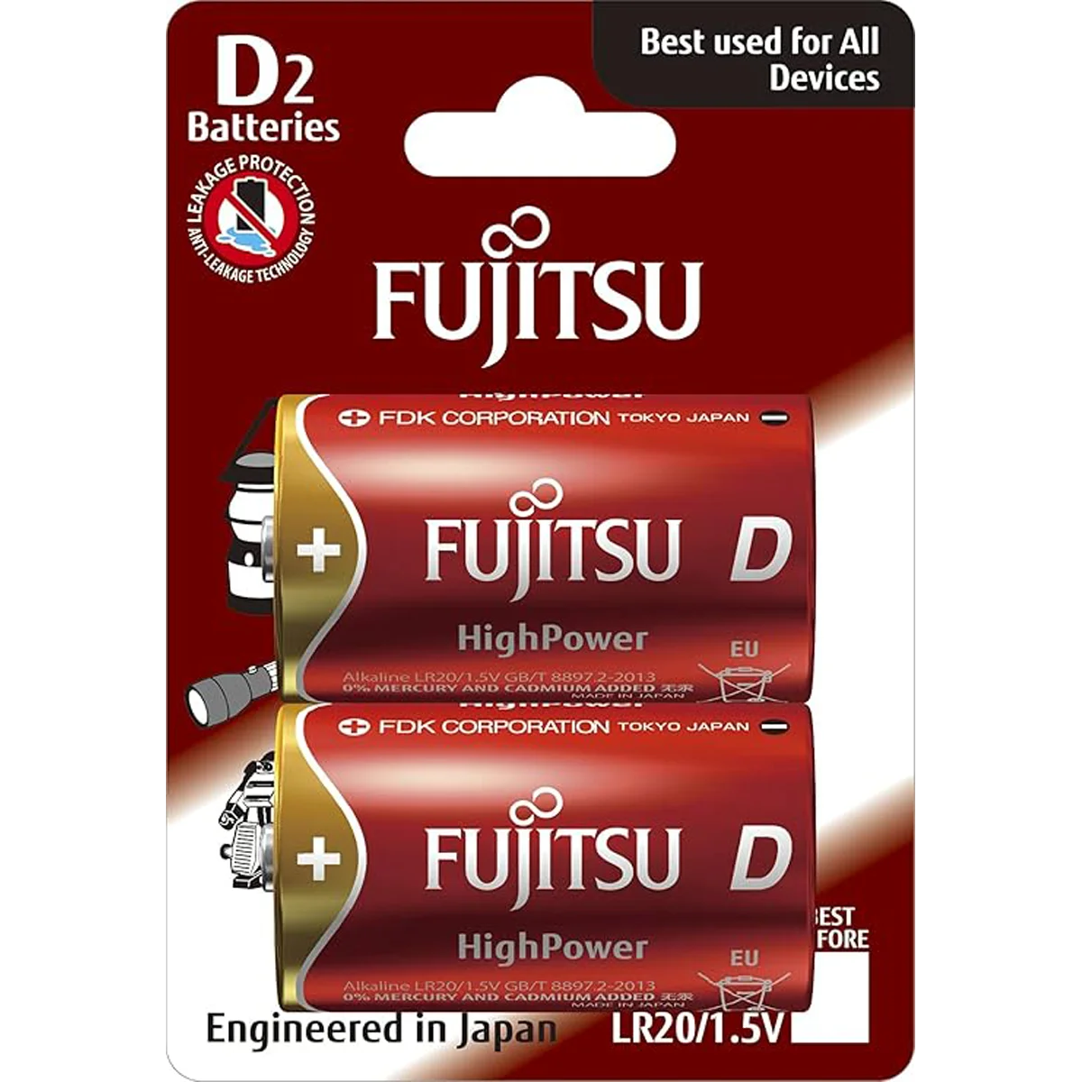 LR20(2B)FH Fujitsu Alk.Bat. D LR20 (2B)FH