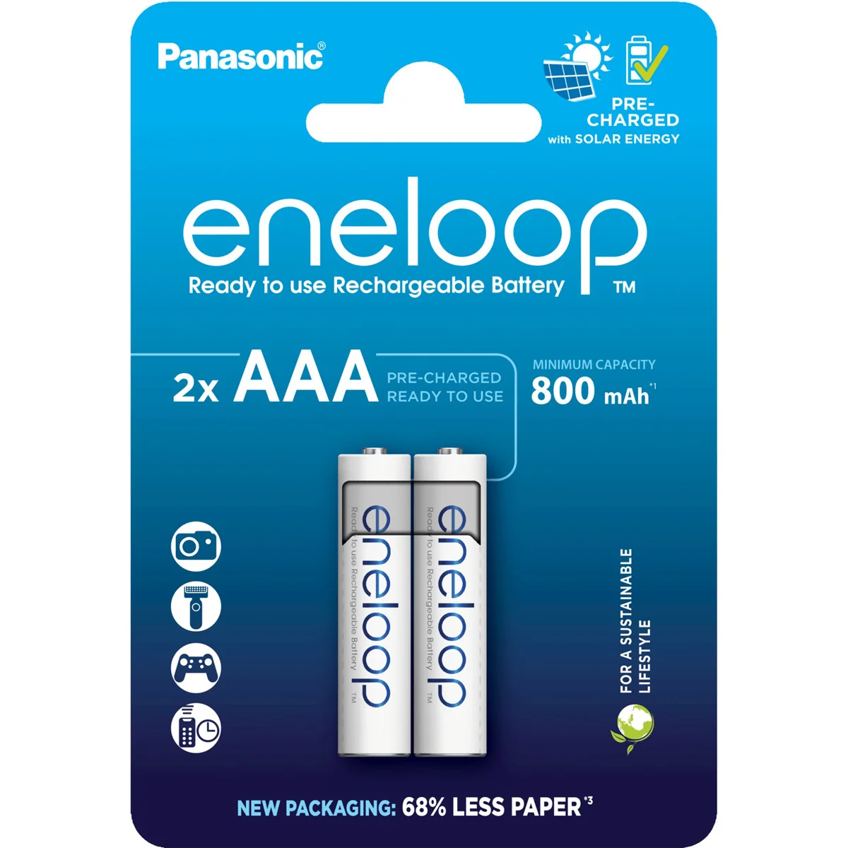 BK-4MCDE/2CP PANASONIC baterije eneloop AAA/2B (BK-4MCDE/2CP) 800mAh white