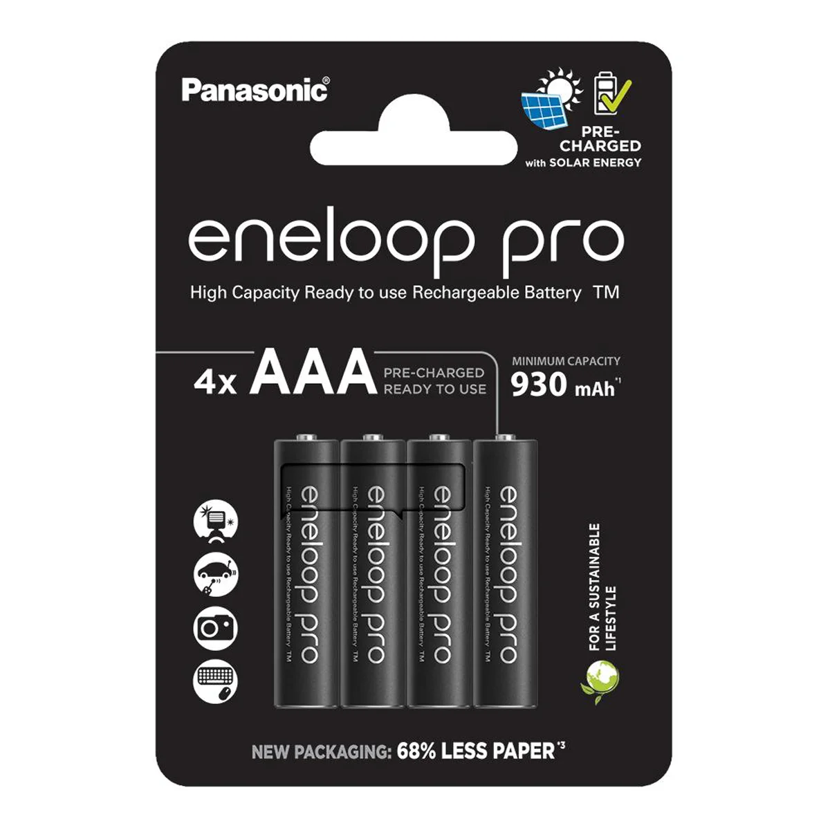 BK-4HCDE/4CP PANASONIC baterije eneloop pro AAA/4B(BK-4HCDE/4CP) 930mAh black