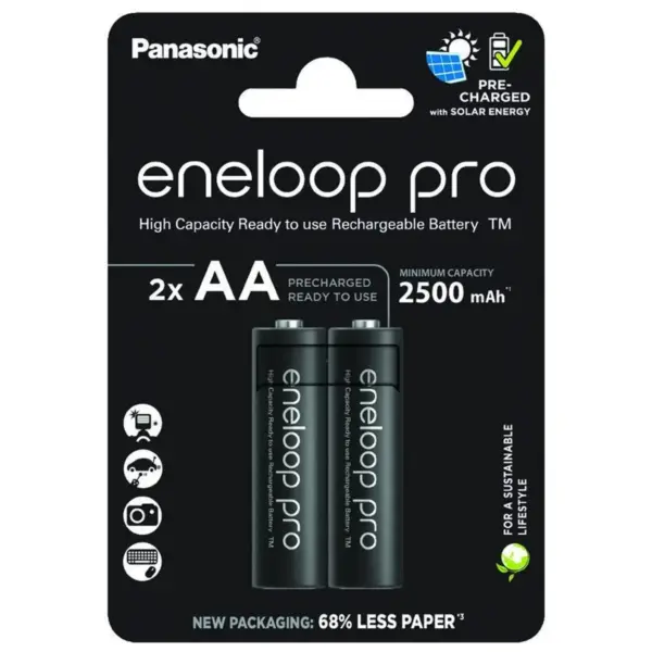 BK-3HCDE/2CP PANASONIC baterije eneloop pro AA/2B (BK-3HCDE/2CP) 2500mAh black