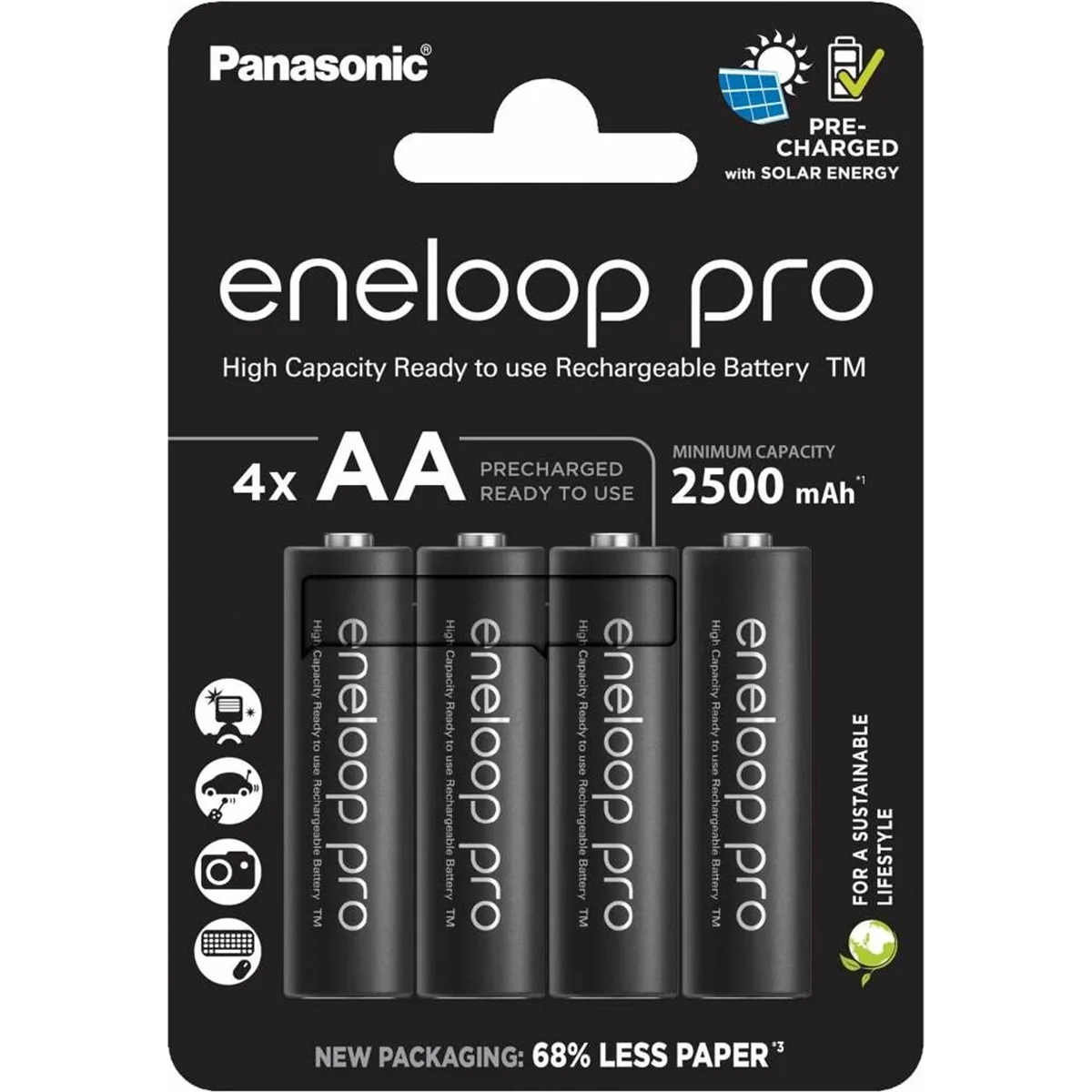BK-3HCDE/4CP PANASONIC baterije eneloop pro AA/4B (BK-3HCDE/4CP) 2500mAh black