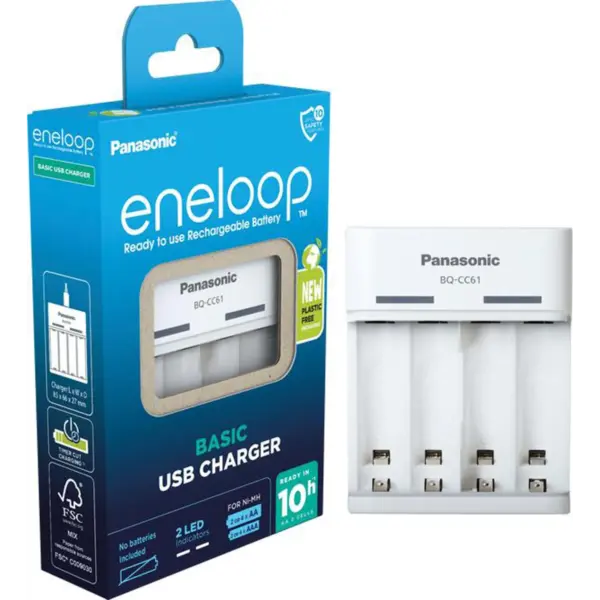 BQ-CC61USB PANASONIC punjač eneloop (10h) za 4 baterije BQ-CC61USB (bez baterija)