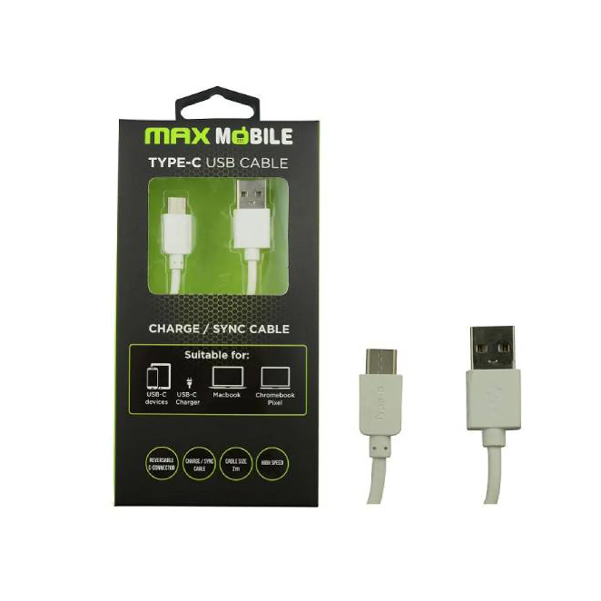 MM941844 MAXMOBILE data kabel USB 2.0, type-C 2m bijeli